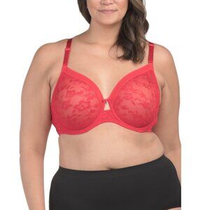 CURVY COUTURE Red Full Figure Lace Unlined Underwire Bra